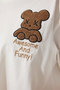 Teddy Bear Embroidered Crop Knitted T-Shirt Ecru Lhf0008 - 4