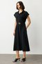 Women's Buttoned Front Maxi Dress with Belt 5080 Black - 3