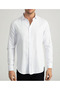 Dobby Patterned Long Sleeve Basic Easy Ironing Sweat Absorbing Shirt - 4