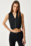 V-Neck Summer Crop Knitwear Vest Black Lyy0005