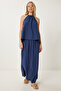 Modal Blouse Skirt Set Dark Blue Lhl0006 - 3