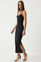 Black Knitted - Summer Long Wrap Dress, Slit - Lub0004 - 3