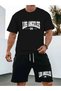 New Summer Casual Sports and Leisure Suit for Men Round Neck T-Shirt Short Sleeve + Shorts, Mesh