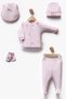 Baby Girl Hospital Discharge Newborn Luxury Rose Embroidered 100% Cotton Bodysuit Set 5 Pieces Baby Gift - 2