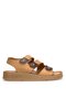 D25Ys-2450 Women's Genuine Leather Flat Sandals Brown