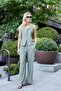 Women's Linen Look Lycra-Free Fabric Underwire Collar Flato Pocket Buttoned Vest-Khaki