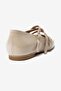 Beige Skin Blunt Toe Three-Striped Women's Ballerinas - 3