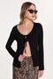 Women's Regular Fit Long Sleeve U Neck Tie Detail Viscose Black Cardigan - 4