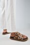 Nagual Lillo Women's Genuine Leather Double Velcro Tan Spotted Slippers - 6