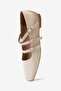 Beige Skin Blunt Toe Three-Striped Women's Ballerinas - 4