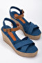 Denim Woven Fabric Wedge Heel Sandals from Number 33-34-35 to Number 41-42-43-44-45 - 4