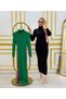 Ribbed Black Color Camisole Fabric Maxi Length Turtleneck Hijab Suitable Dress 135cm - 2