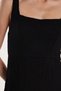 Women's Standard Fit Short Sleeve Square Neck Slit Black Dress - 3
