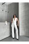 White Belted Vest and Trouser Suit - 2
