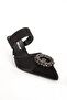 Women's Pointed Toe Stoned Evening Dress Slippers & Shoes Real Leather Pl 984121 Black - 7