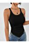 Ribbed Tank Top with Shirring Detail on the Side - 6