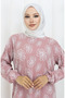 Patterned Dress with Elasticated Sleeve 2056-04 Dusty Rose - 3