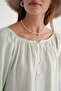 4707 Women's Gathered Collar Sleeve Elastic Loose Muslin Blouse Sage - 6