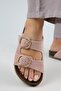 Jazmin Women's Genuine Leather Double Buckle Powder Slippers