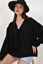 Women's Front Lace-Up Long Sleeve Blouse 946 - Black - 3