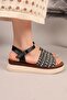Plat Knitted Sandals Black - 3
