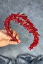 Red Sare Model Double Row Bridal Henna Crown Hair Accessory - 5