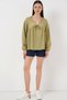 Women's Front Lace-Up Long Sleeve Blouse 946 - Çağla - 2