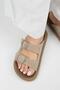 (Lavanda 2) Women's Genuine Leather Double Buckle Mink Slippers