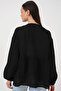 Women's Front Lace-Up Long Sleeve Blouse 946 - Black - 5