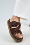 Tulipan Women's Genuine Leather Scarf Light Brown Slippers - 5