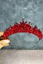 تاج حناء الزفاف المطرز بالخرز الأحمر من إديس - 3