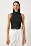 Turtleneck Sleeveless Knitted Blouse Black Lgt0007 - 3