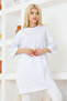 Women's White Oversize Tunic T-Shirt – Half Sleeve, Round Neck, Relaxed Fit - 6