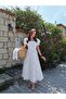 Watermelon Sleeve Eyelet Embroidery Maxi Dress