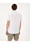 White Linen Blend Regular Fit Short Sleeve Shirt 50303287-Vr013 - 5