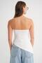 2013 Women's Gathered Waist Asymmetrical Strapless Blouse White - 6