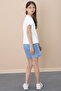 Blue Jean Shorts Sequined Short Sleeve t Shirt Girl's 2 Piece Set 21101 - 6