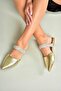 U 590491809   Gold Pointed Toe Women's Slippers - 4