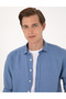 Blue 100% Linen Regular Fit Long Sleeve Shirt 50303293-Vr036 - 2