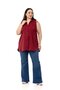 Plus Size Sleeveless Burgundy Shirt with Pleated Detail on the Back - 2