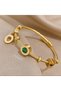 Gold Stainless Steel Makalite Roman Letters Charm Bracelet Gold Color Waterproof Jewelry - 3
