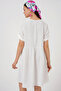 Women's V Neck Short Sleeve Dress 2567 - White - 6