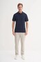 Polo Neck Regular Fit Knitted Line Textured T-Shirt - 3