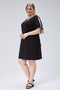 Plus Size V-Neck Sleeve Decorated Tie-Up Dress with Glitter Detail - 4