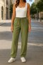 Women's Light Khaki Linen Trousers – High Waist – Comfortable Fit, Casual Stylish Choice
