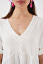 Women's V Neck Short Sleeve Dress 2567 - White - 5