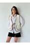 Design Front Lace up Quilted Vest Women Beige - 2