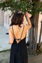 Asymmetrical Bohemian Strap Stylish Midi Dress Black - 5