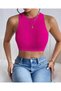Women's 2-Pack Cotton Bodycon Camisole Ribbed Fabric Crew Neck Navel-Baring Crop Tank Top - 5