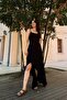 Asymmetrical Bohemian Strap Stylish Midi Dress Black - 2